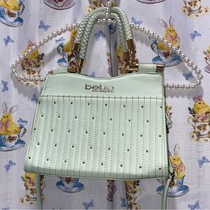 Bebe Light Green Crossbody Bag with Gold Accents